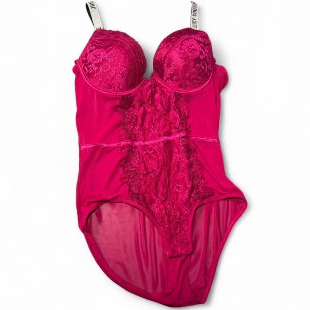 Juicy Couture y2k Elegant Pink Lace Bodysuit